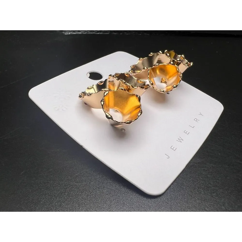 Wavy Gold Earrings - Picture 2 of 4